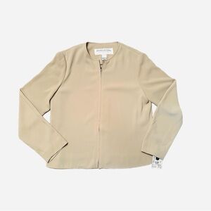 Doncaster Signature Jacket Cardigan Zippered Beige Tan Size 10